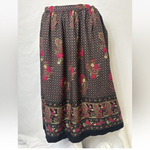 Alfred Dunner Dresses & Skirts - Alfred Dunner Rayon Midi Skirt Vintage Floral Pink Brown 90s 80s Size 14